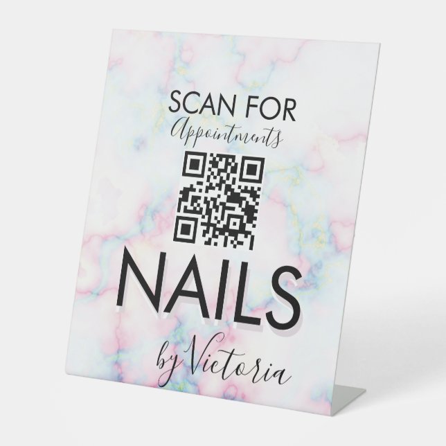 Marmer-Nagelsalon-Termin-QR-Code   Sockelschild (Vorderseite)