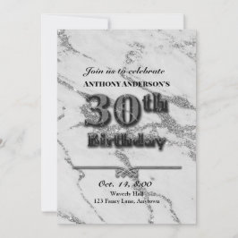Marmor 30. Geburtstags-Party Einladung