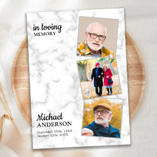 Marmor 3 Fotos Gedenkfeier Einladung