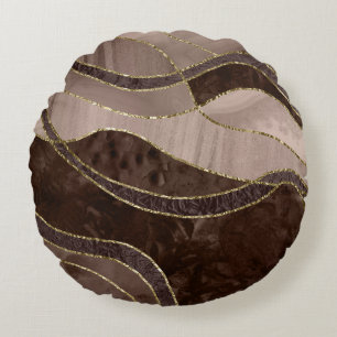 Marmor Achat Gold Glam 4 - Landschaft Rundes Kissen