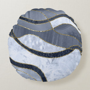 Marmor Achat Gold Glam 8 - Landschaft Rundes Kissen