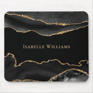 Marmor Achat Schwarz Gold Elegant Chic Personalisi Mousepad