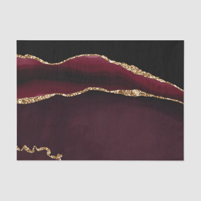 Marmor Agate Chic Black Lila Gold Glitzer Seidenpapier (Vorderseite)