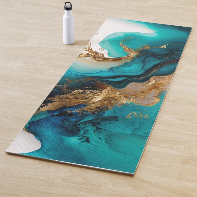 Marmor Aqua Aquamarin Gold Yogamatte (Beispiel)