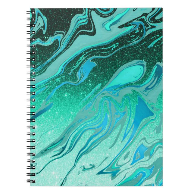 Marmor aus aquamarinem Glitzer Notizblock (Vorderseite)