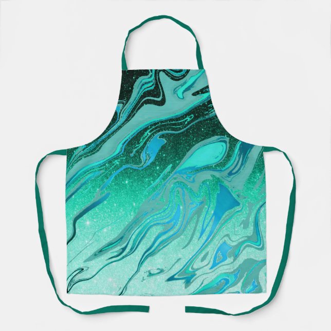 Marmor aus aquamarinem Glitzer Schürze (Vorderseite)