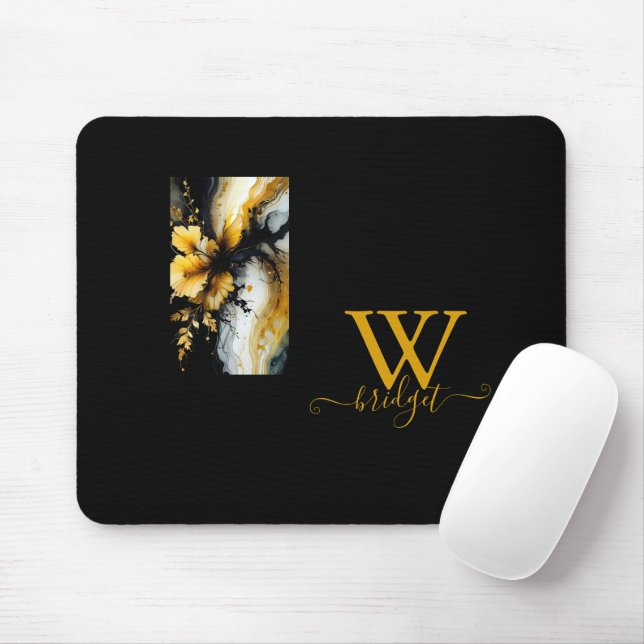 Marmor aus schwarzem Gold, Blume Mousepad (Mit Mouse)