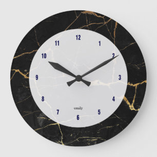 Marmor aus schwarzem Imitat Große Wanduhr
