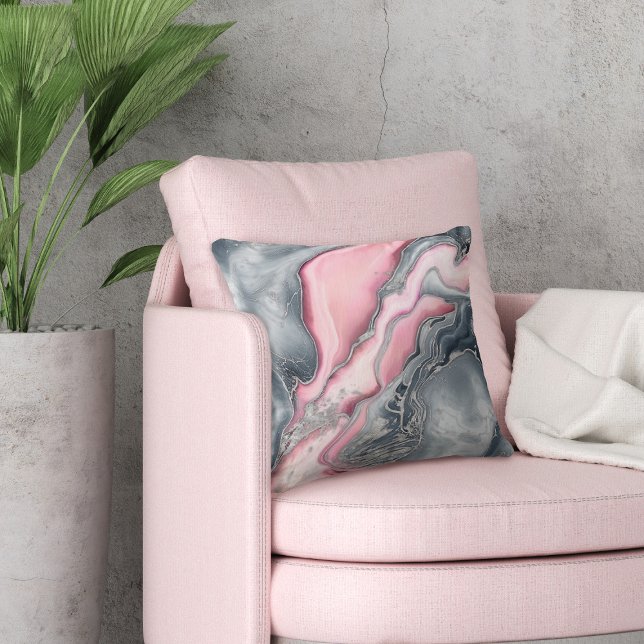 Marmor aus weißer Rose - Pastellpinke, grau und si Kissen (Von Creator hochgeladen)