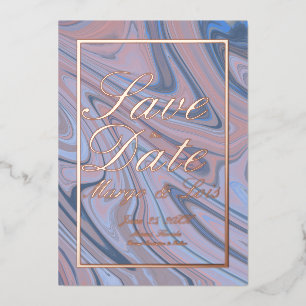 Marmor Blau Save-the-Date-Karten Gold geprägt  Folieneinladung