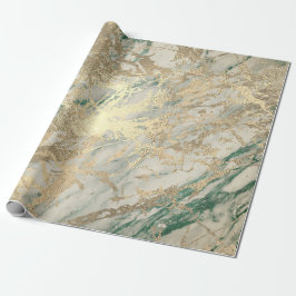 Marmor Champaigne Gold Sepia Green Metal Strokes Geschenkpapier