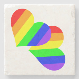 Marmor-Coaster mit Regenbogenherz Steinuntersetzer