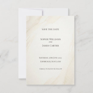 Marmor-Creme-Karte zur Speicherung des Hochzeitste Save The Date