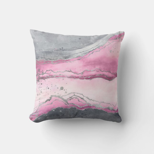 Marmor der Rose - Pastellfarben, grau und silber Kissen (Vorderseite)