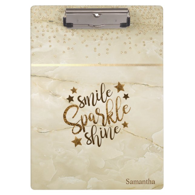 Marmor, Diamanten, Smile Sparkle Shine - Personali Klemmbrett (Vorderseite)
