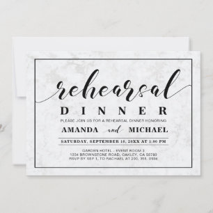 Marmor   Einfache moderne Hochzeitsprobe Dinner Einladung