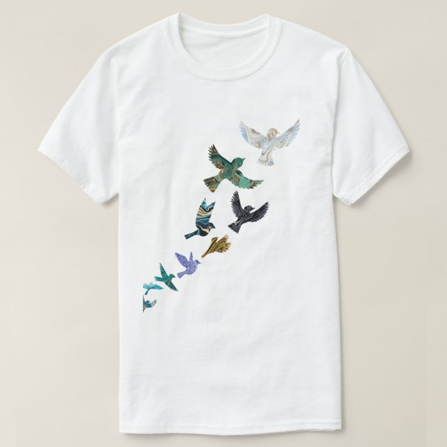 Marmor Fliegende Vögel T-Shirt (Design vorne)