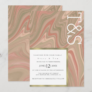 Marmor Flüssig Terrakotta Achat Typografie Hochzei Einladung