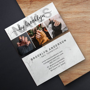 Marmor-Foto-Typografie-Nagelkünstler Visitenkarte