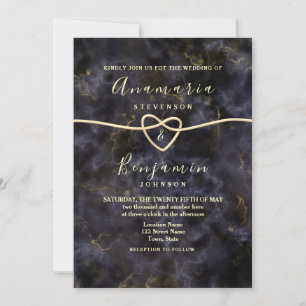 Marmor Glitter Gold Schwarz Hochzeit Einladung