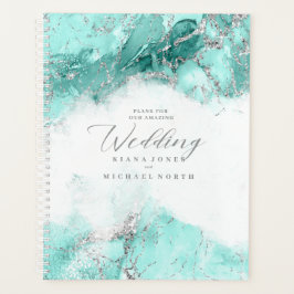 Marmor-Glitzer Hochzeit Aquamarin Silver ID644 Planer