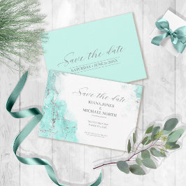 Marmor-Glitzer Hochzeit Aquamarin Silver ID644 Save The Date