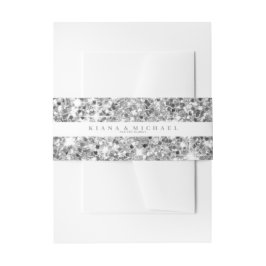 Marmor Glitzer Hochzeit Aquamarin Silver V3 ID644 Einladungsbanderole