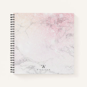 Marmor-Glitzer Luxus-Monogramm-Design Notizbuch