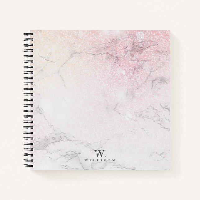 Marmor-Glitzer Luxus-Monogramm-Design Notizbuch (Vorderseite)