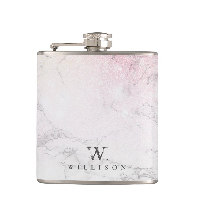 Marmor-Glitzer Personalisiertes Design Flachmann (Vorderseite)