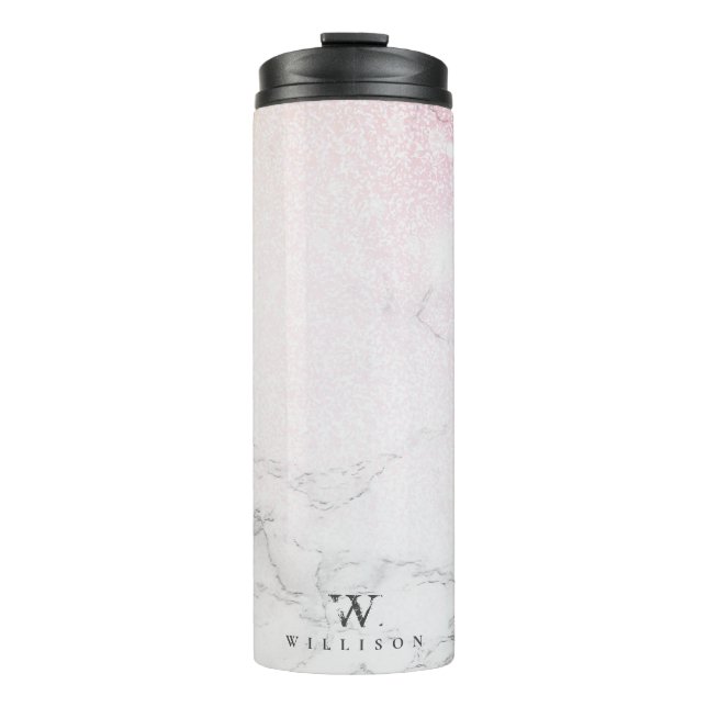 Marmor-Glitzer Personalisiertes Design Thermosbecher (Vorderseite)