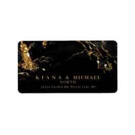 Marmor-Glitzer Wedding Black Gold ID644 Adressaufkleber