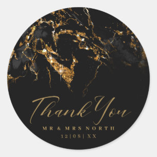 Marmor-Glitzer Wedding Black Gold ID644 Runder Aufkleber