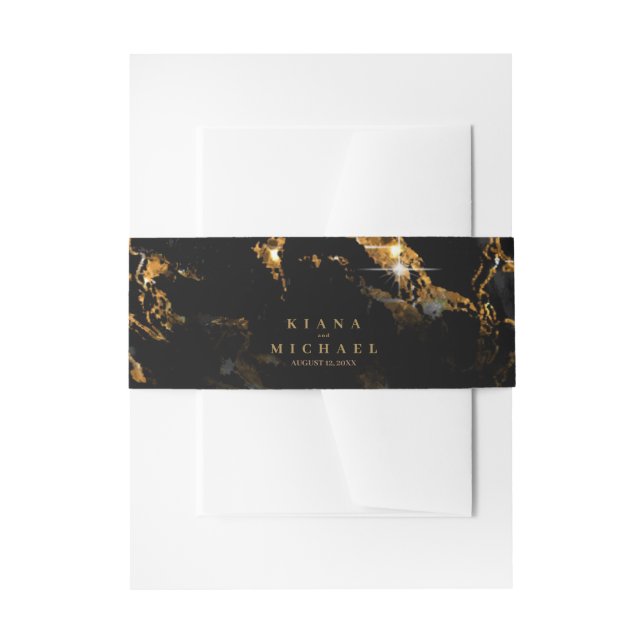 Marmor Glitzer Wedding Black V1 ID644 Einladungsbanderole (Vorderseite Beispiel)