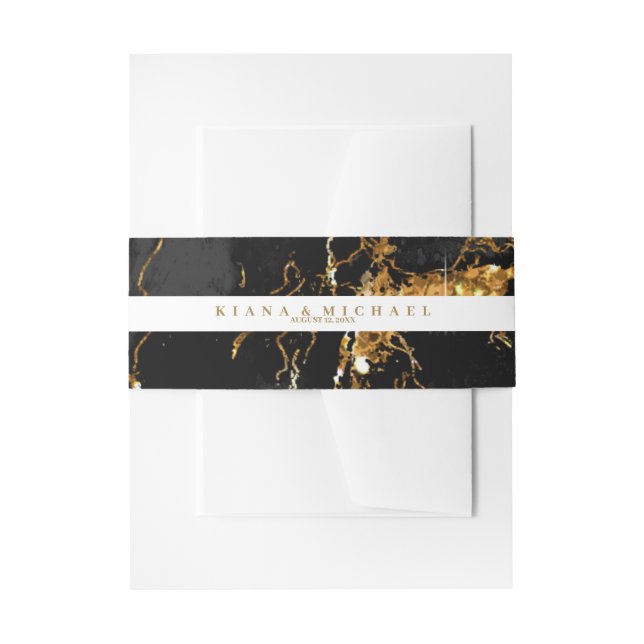 Marmor Glitzer Wedding Black V2 ID644 Einladungsbanderole (Vorderseite Beispiel)