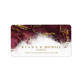 Marmor Glitzer Wedding Burgundy Gold ID644 Adressaufkleber
