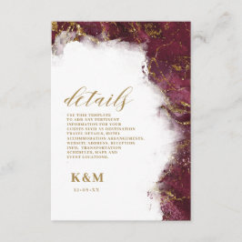 Marmor Glitzer Wedding Burgundy Gold ID644 Begleitkarte