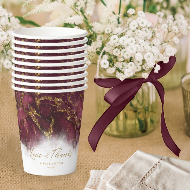 Marmor Glitzer Wedding Burgundy Gold ID644 Pappbecher (Von Creator hochgeladen)