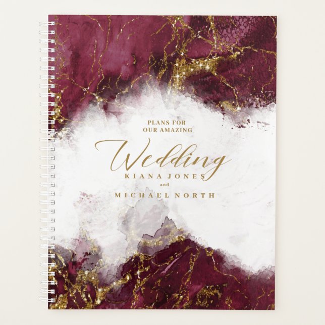 Marmor Glitzer Wedding Burgundy Gold ID644 Planer (Vorderseite)