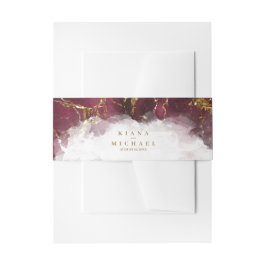 Marmor Glitzer Wedding Burgundy Gold V1 ID644 Einladungsbanderole