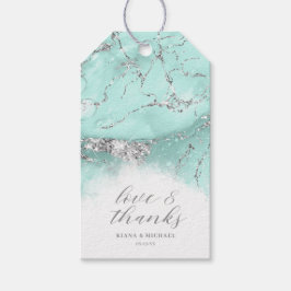 Marmor Glitzer Wedding Dank Aquamarin Silver ID644 Geschenkanhänger