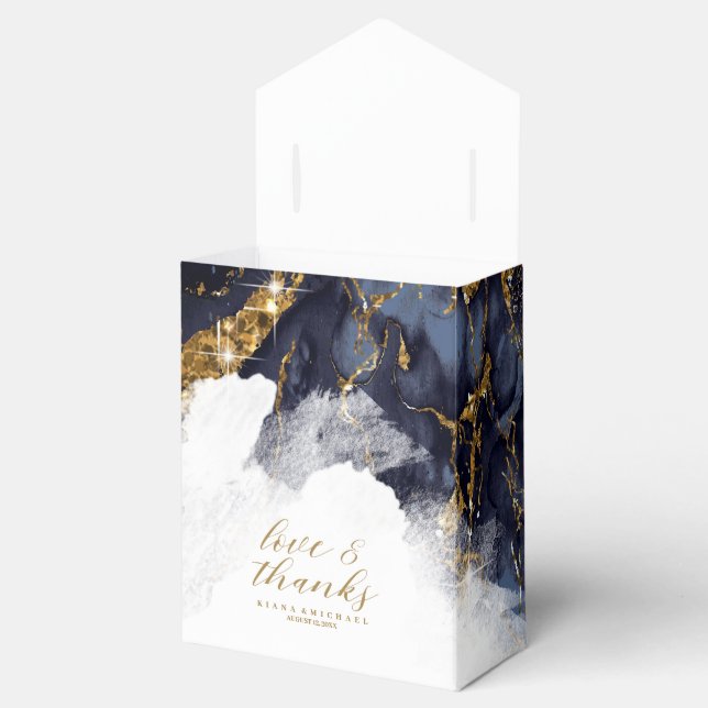 Marmor Glitzer Wedding Navy Blue Gold ID644 Geschenkschachtel (Geöffnet)