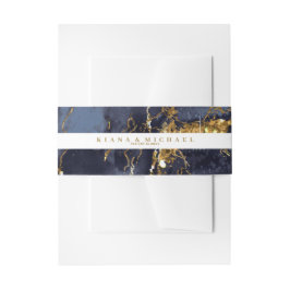 Marmor Glitzer Wedding Navy Blue Gold V2 ID644 Einladungsbanderole