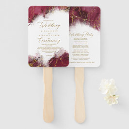 Marmor Glitzer Wedding Program Burgundy Gold ID644 Fächer