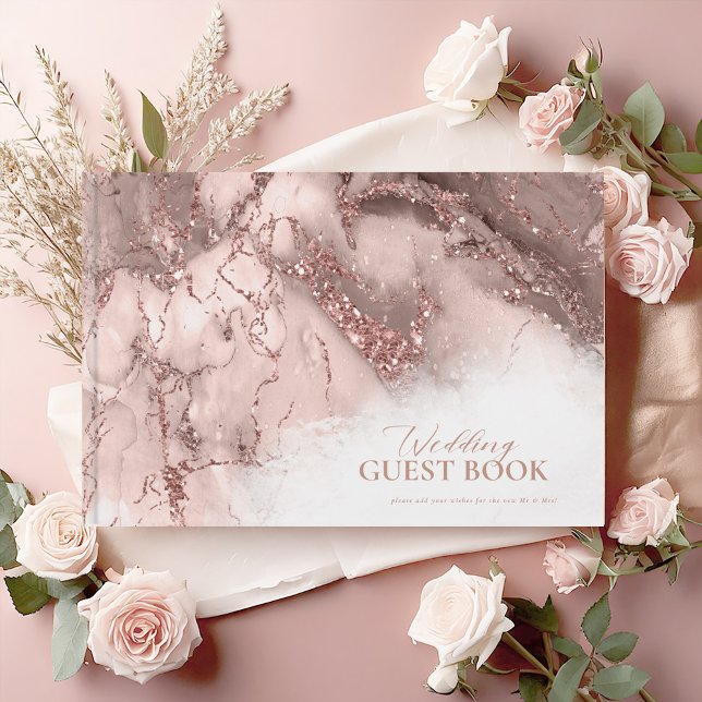 Marmor Glitzer Wedding Rose Gold ID644 Gästebuch (Von Creator hochgeladen)