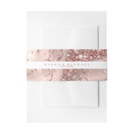 Marmor Glitzer Wedding Rose Gold V2 ID644 Einladungsbanderole