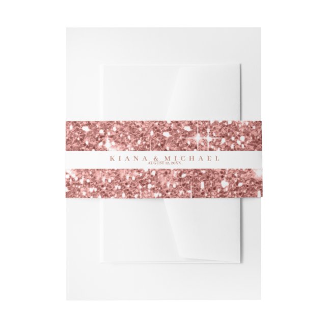 Marmor Glitzer Wedding Rose Gold V3 ID644 Einladungsbanderole (Vorderseite Beispiel)