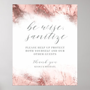 Marmor Glitzer Wedding Sanitize Rose Gold ID644 Poster