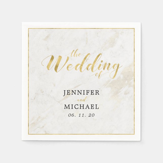 Marmor & Gold | Moderne Typografie Wedkin Napkin Serviette (Vorderseite)