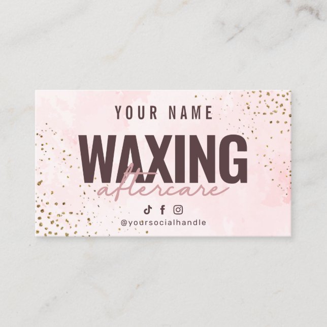 Marmor Gold Pink Luxus Aftercare Card Visitenkarte (Vorderseite)